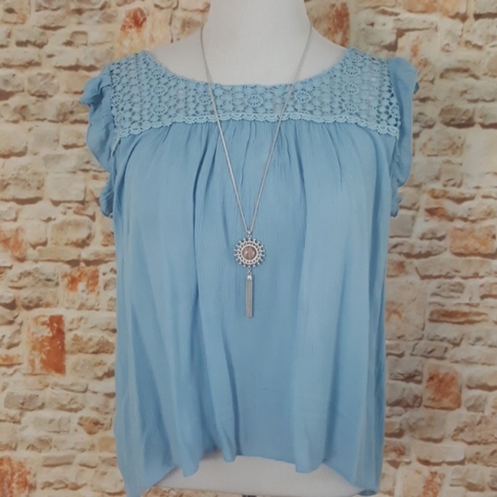 New Bila Lace Up Peasant Top